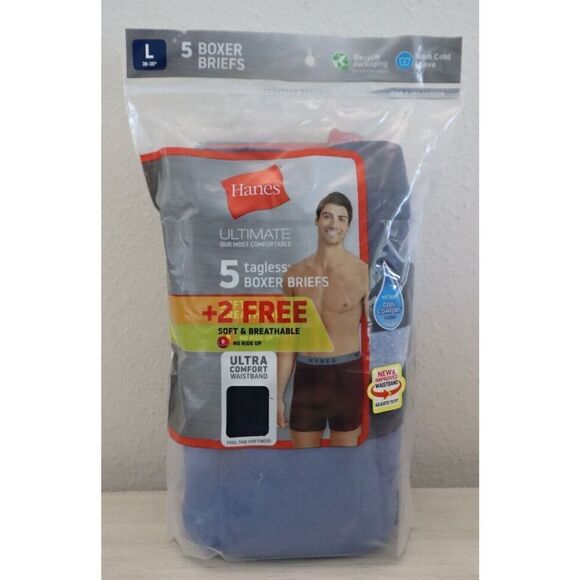 Hanes Men's Sz Large Ultimate ComfortFlex Waistband 5-pk + 2 Bonus Boxer Briefs - Picture 1 of 8